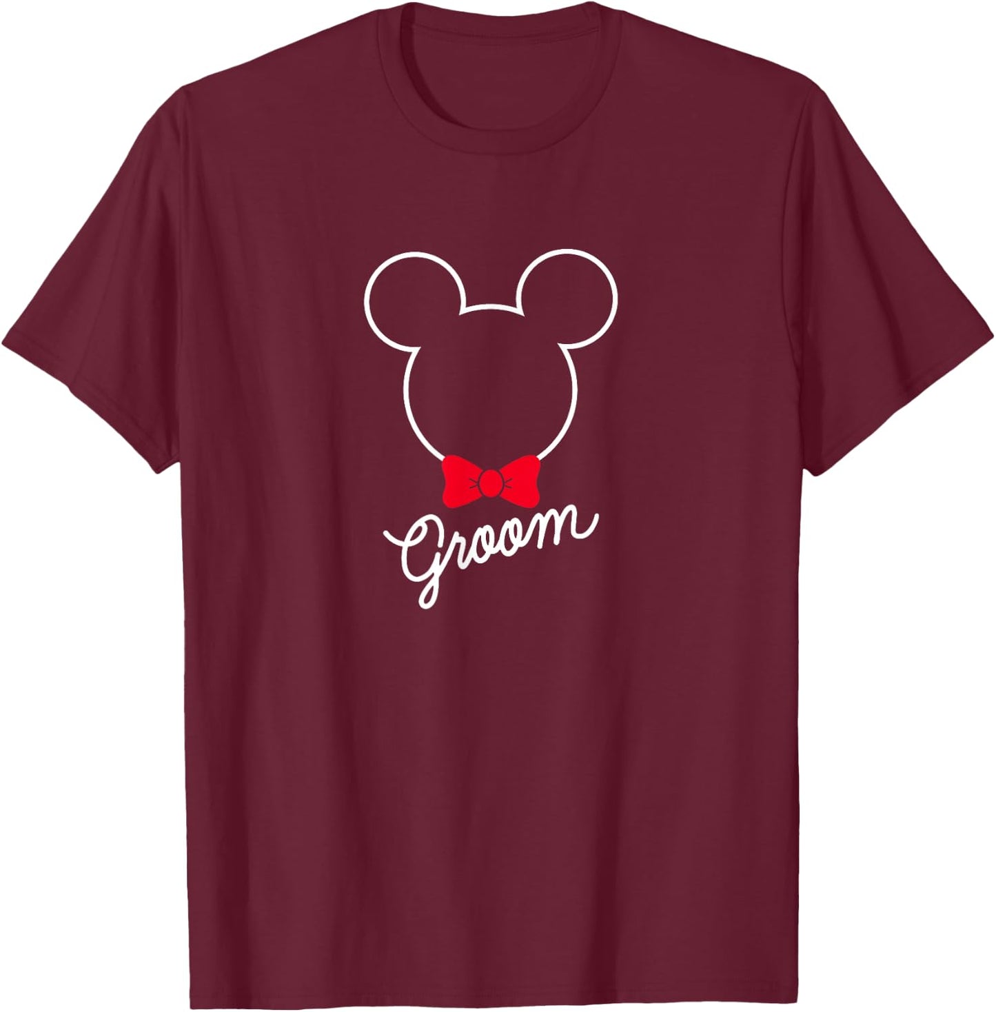 Disney Mickey Mouse Bowtie Groom Wedding Small T-Shirt - T-Shirt | Maroon