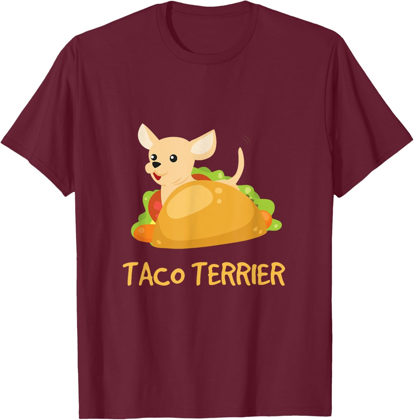Taco Terrier - Funny Taco Dog Pun Women Kids T-Shirt - T-Shirt | Maroon