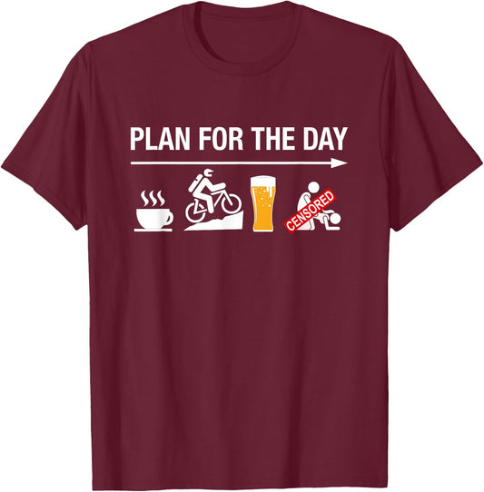 Funny Biking Adult Humour Coffee Mountain Bike Beer Cycling T-Shirt - T-Shirt | Maroon