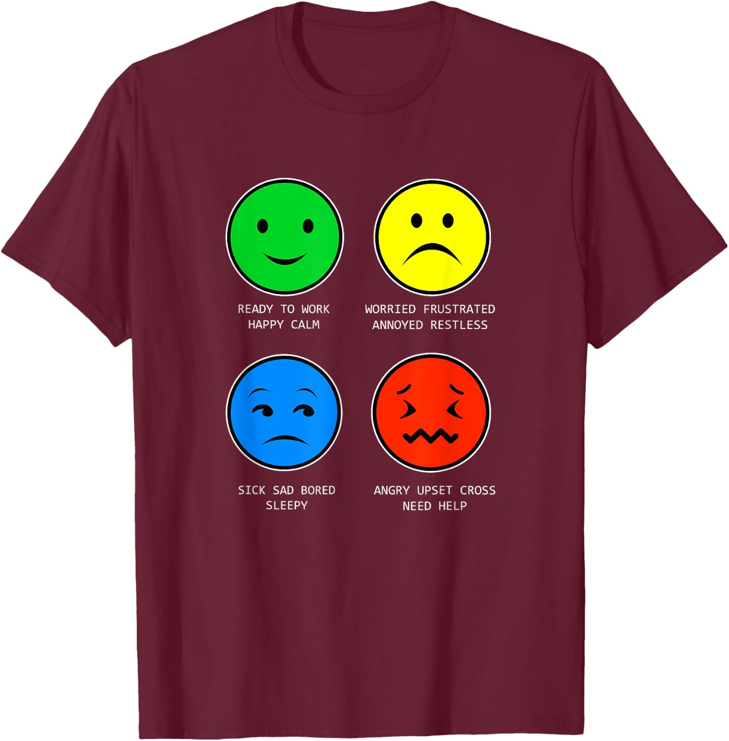 Self Regulation Mood Zone Occupational Therapist T-Shirt - T-Shirt | Maroon