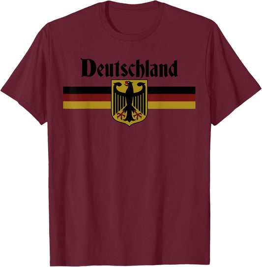 Deutschland Germany Flag Coat of Arms Eagle Banner Vintage Small T-Shirt - T-Shirt | Maroon