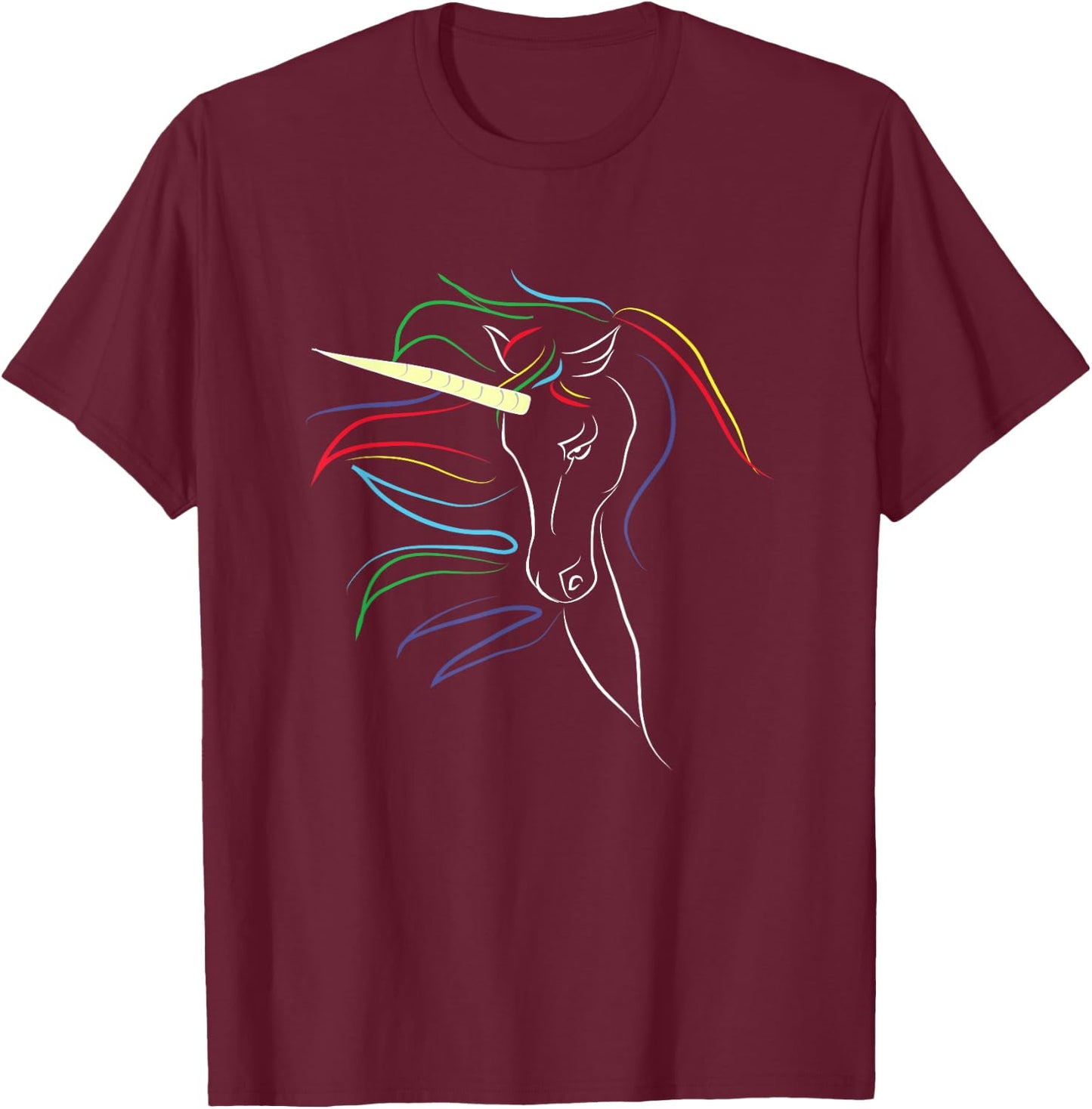 Colourful Fantasy Myth Adult Unicorn T-Shirt - T-Shirt | Maroon