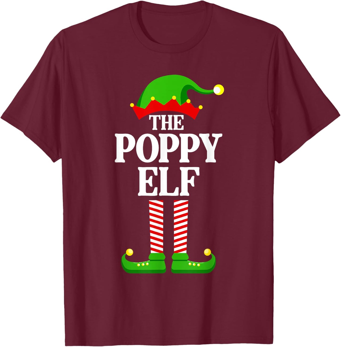 Poppy Elf Family Matching Group Funny Christmas T-Shirt - T-Shirt | Maroon