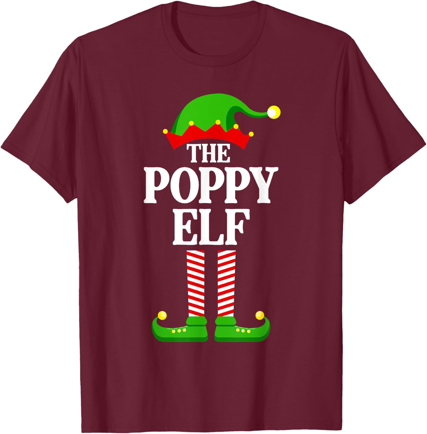 Poppy Elf Family Matching Group Funny Christmas T-Shirt - T-Shirt | Maroon