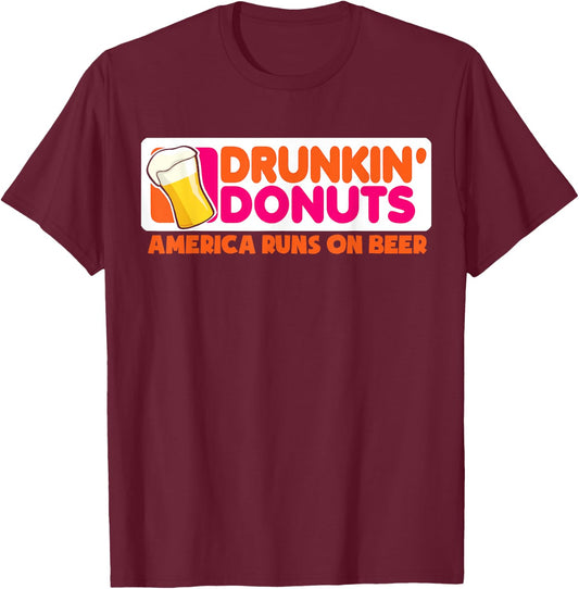 Drunkin grownups America runs on Beer Shirt T-Shirt - T-Shirt | Maroon