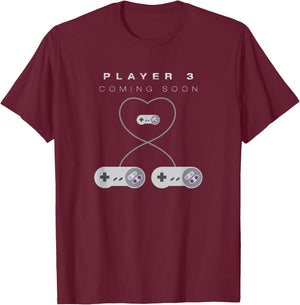 Gamer Pregnancy Baby Announcement Shirts | Men & Women T-Shirt - T-Shirt | Maroon