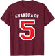 Grandpa of 5 Grandchildren Baseball Jersey T-Shirt - T-Shirt | Maroon