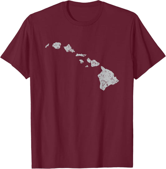 Hawaiian Island Chain Retro T-Shirt - T-Shirt | Maroon