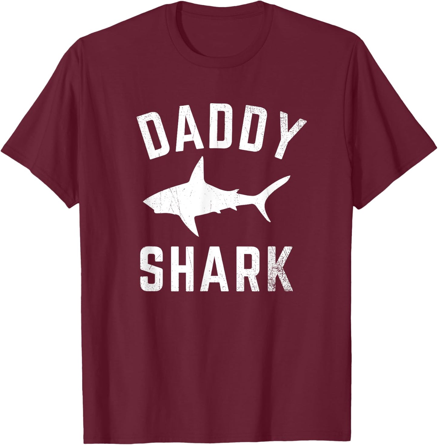 Daddy Shark Family Matching Funny Shark Dad T Shirt T-Shirt - T-Shirt | Maroon