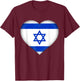 I Love Israel | Israeli Flag Heart Outfit T-Shirt - T-Shirt | Maroon