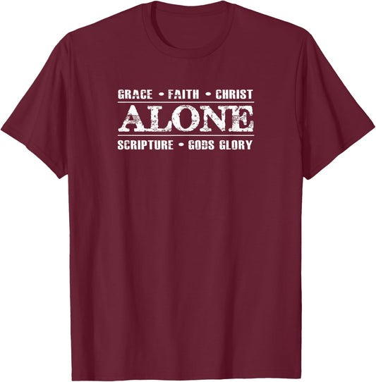 Five Solas Reformed Christian t T-Shirt - T-Shirt | Maroon
