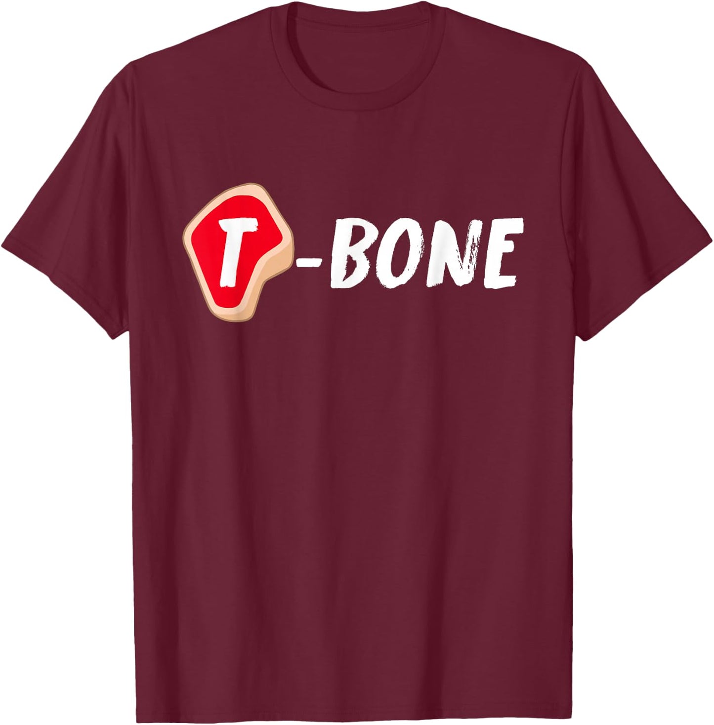 T-Bone Steak Funny Random Piece of Meat T-Shirt - T-Shirt | Maroon