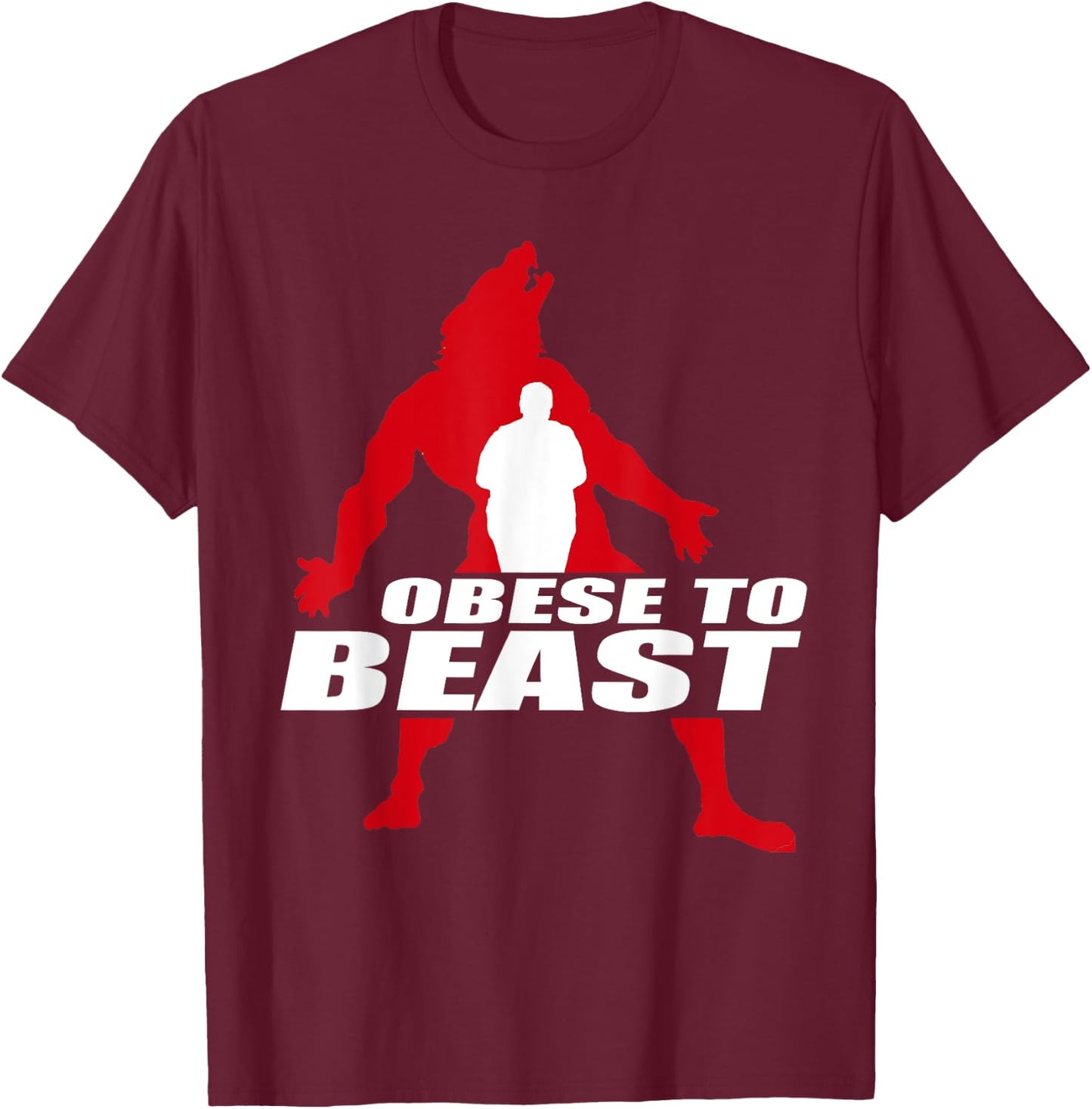 Obese To Beast Yoga Gift T-Shirt - T-Shirt | Maroon