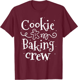 Cookie Baking Crew Baker Bake Kids Women Christmas Baking T-Shirt - T-Shirt | Maroon