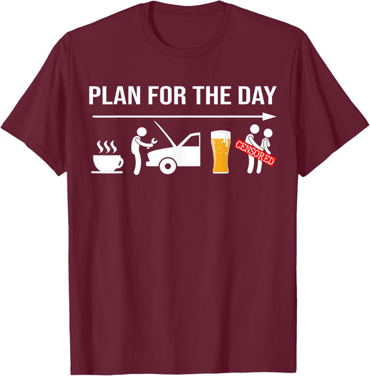 Gifts For Mechanics Funny Coffee Wrench Beer Adult Humour T-Shirt - T-Shirt | Maroon