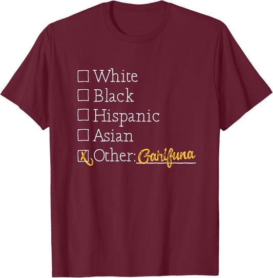 Garifuna Clothes Garifuna - -Adults, Black, Small, Short Sleeve, Cotton 60% Polyester 40%, Modern, , T Back, Letter Print, Music, Birthday, Casual, Walking T-Shirt - T-Shirt | Maroon