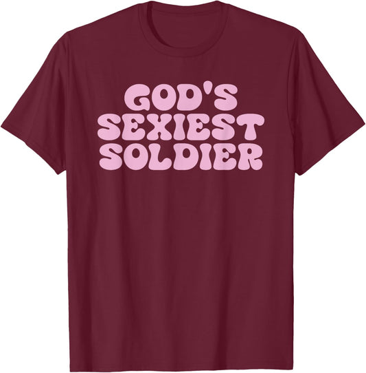 God's Sexiest Soldier Design T-Shirt - T-Shirt | Maroon