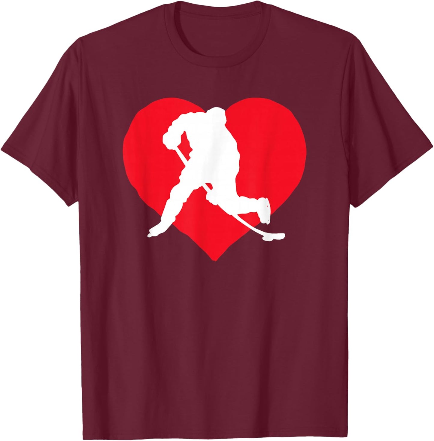 Hockey Valentine Day Hockey Lover Gifts T-Shirt - T-Shirt | Maroon