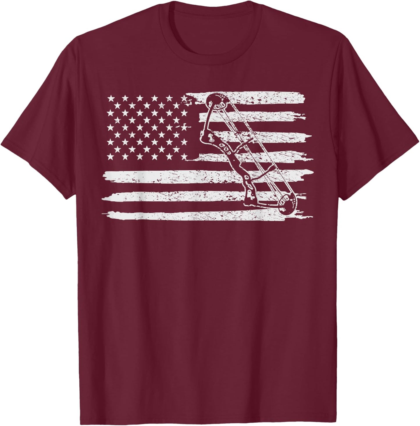 Archery Bow Hunting USA Flag 4th Of July Vintage T-Shirt - T-Shirt | Maroon