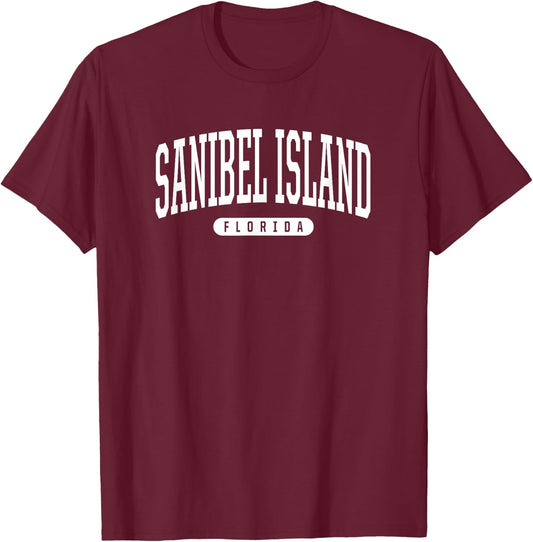 Sanibel Island Florida Vacation College Style FL USA T-Shirt - T-Shirt | Maroon
