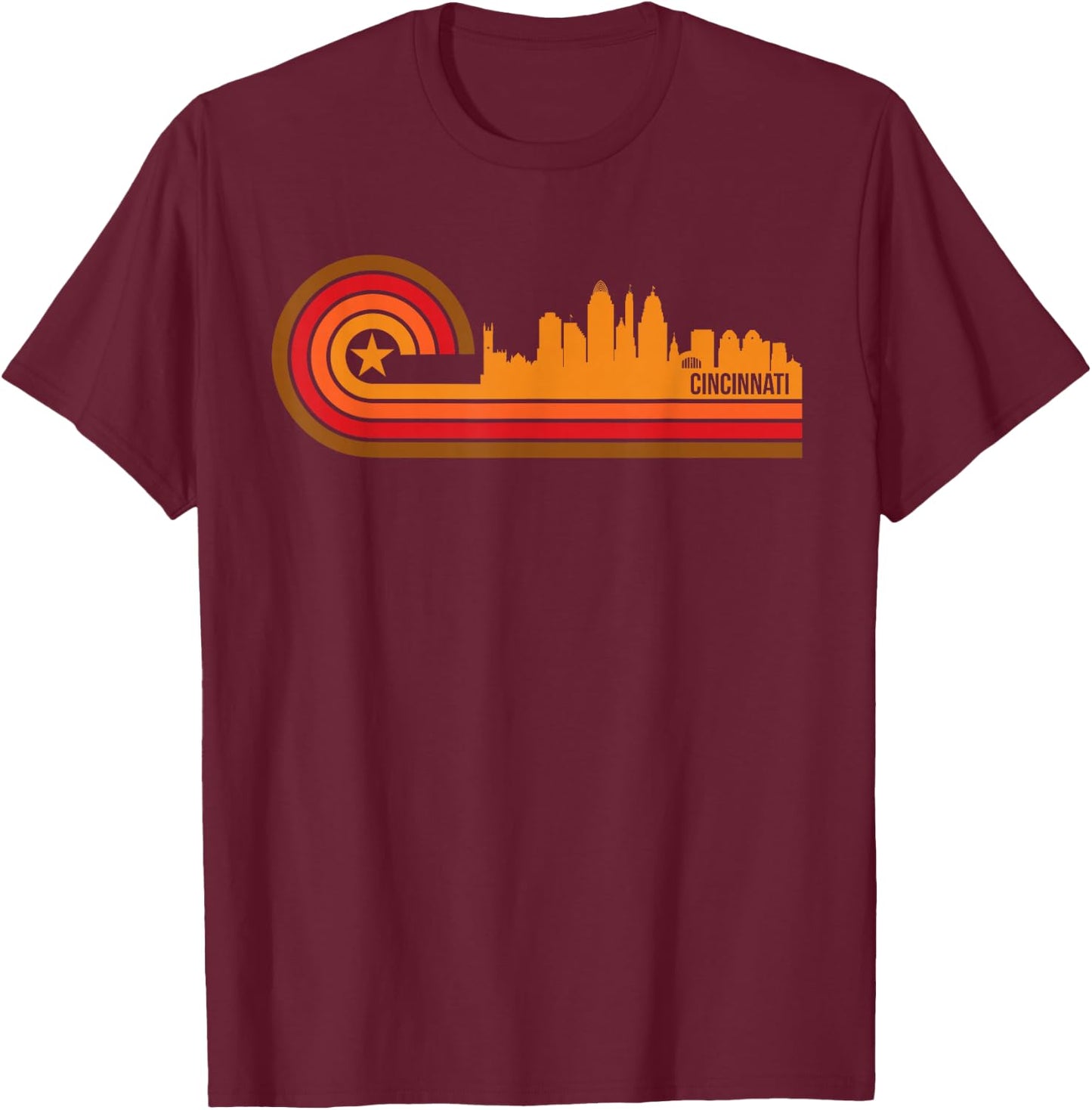 Retro Cincinnati - Cincinnati OH Skyline Shirt T-Shirt - T-Shirt | Maroon