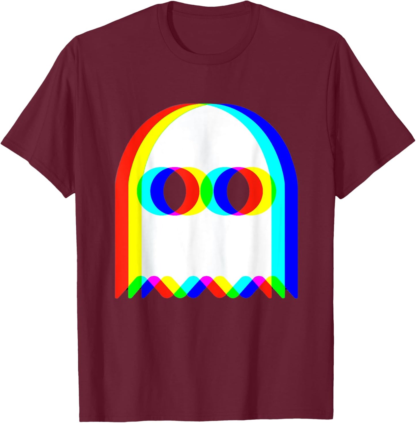 Funny Trippy Ghost Vaporwave Halloween Rave Party Funny T-Shirt - T-Shirt | Maroon