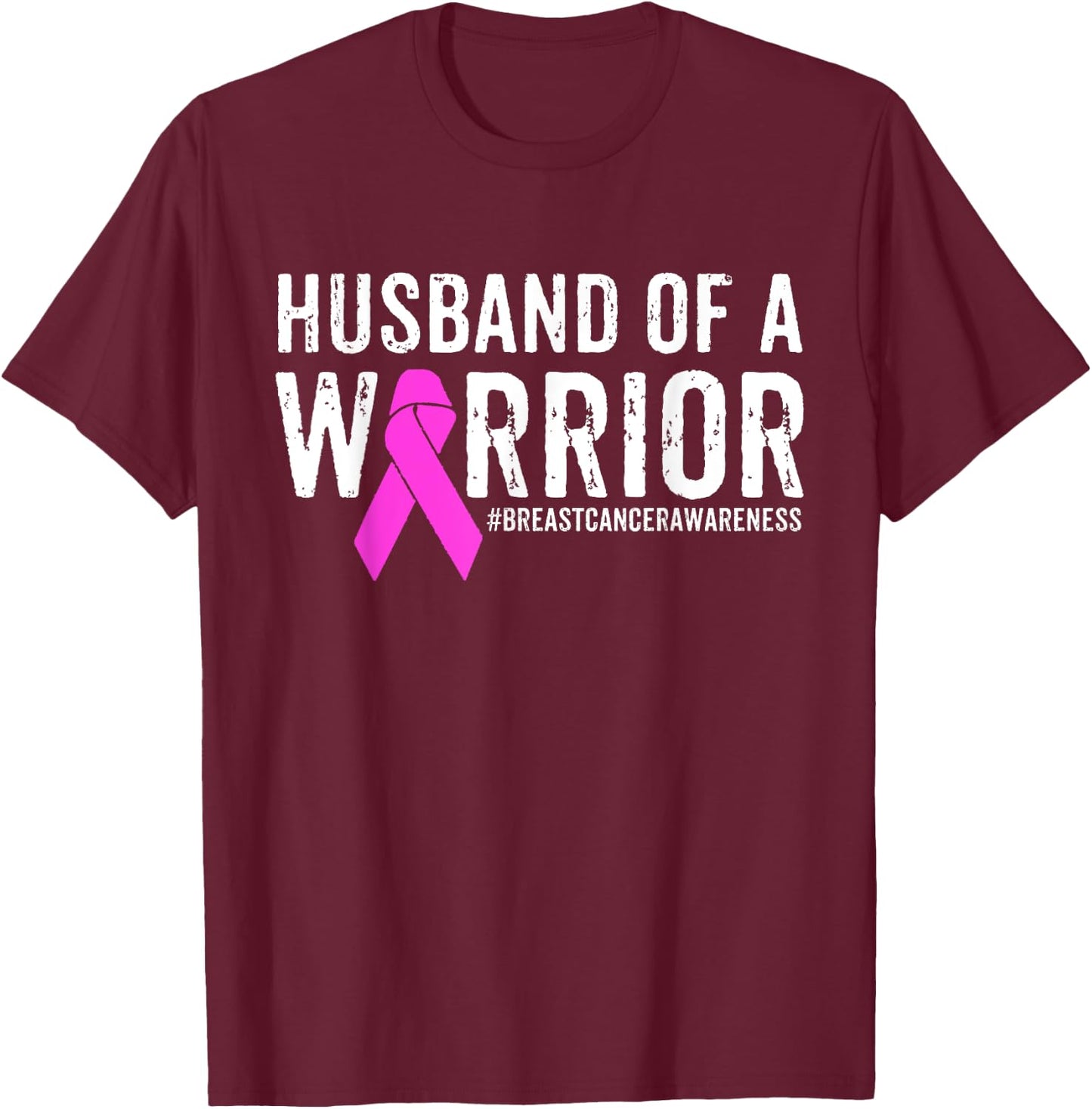 Breast Cancer Husband Shirt Awareness Husband Of A Warrior T-Shirt - T-Shirt | Maroon