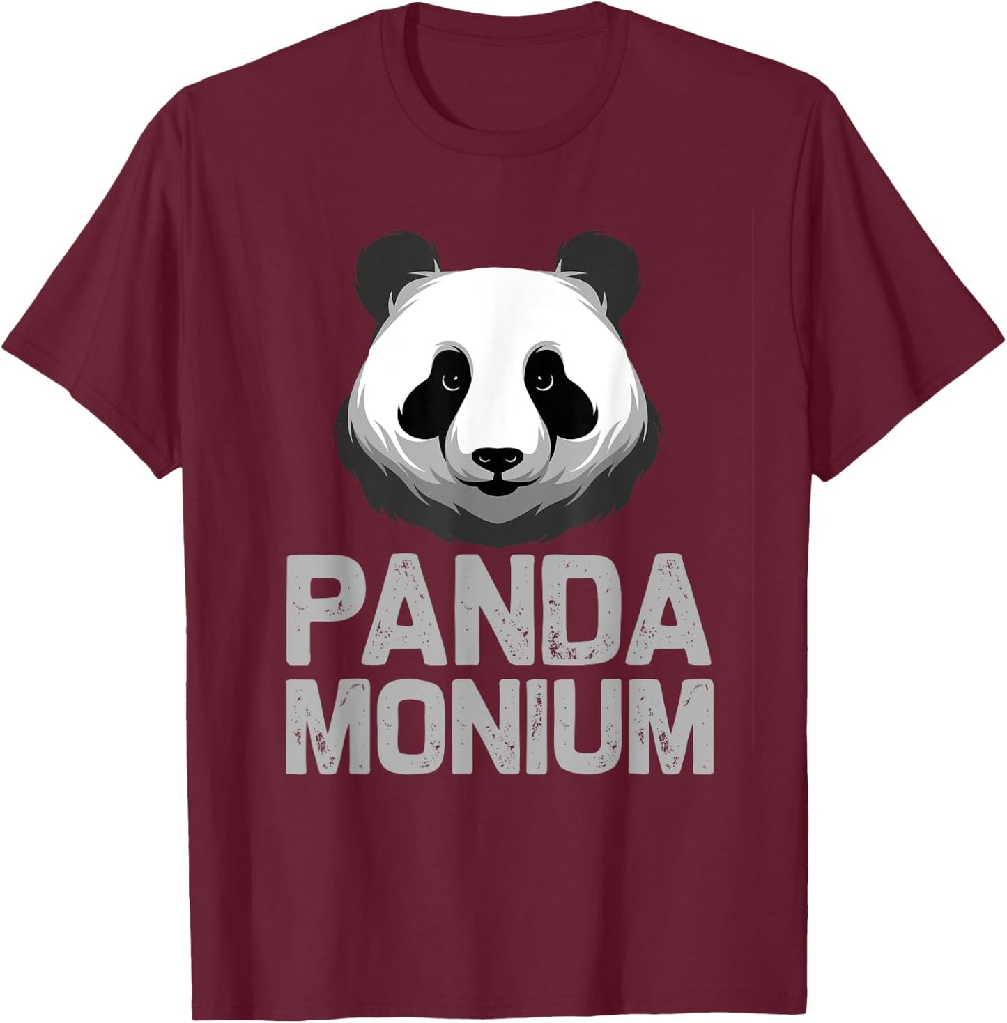 Cute Panda Monium | Funny Sarcastic Pun Pandemonium T-Shirt - T-Shirt | Maroon