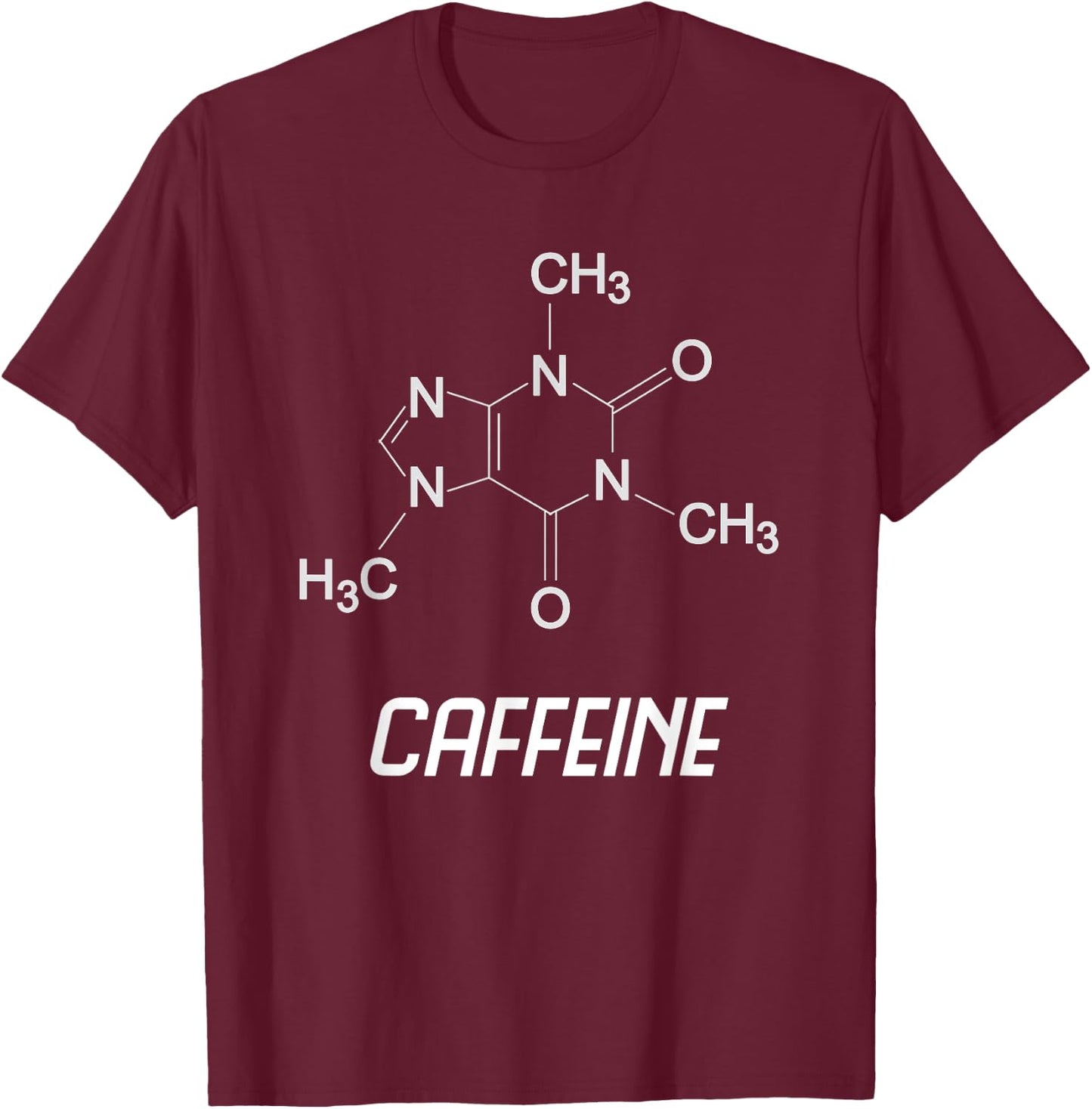 Caffeine Molecule Structure - Science & Coffee Lovers Gift T-Shirt - T-Shirt | Maroon