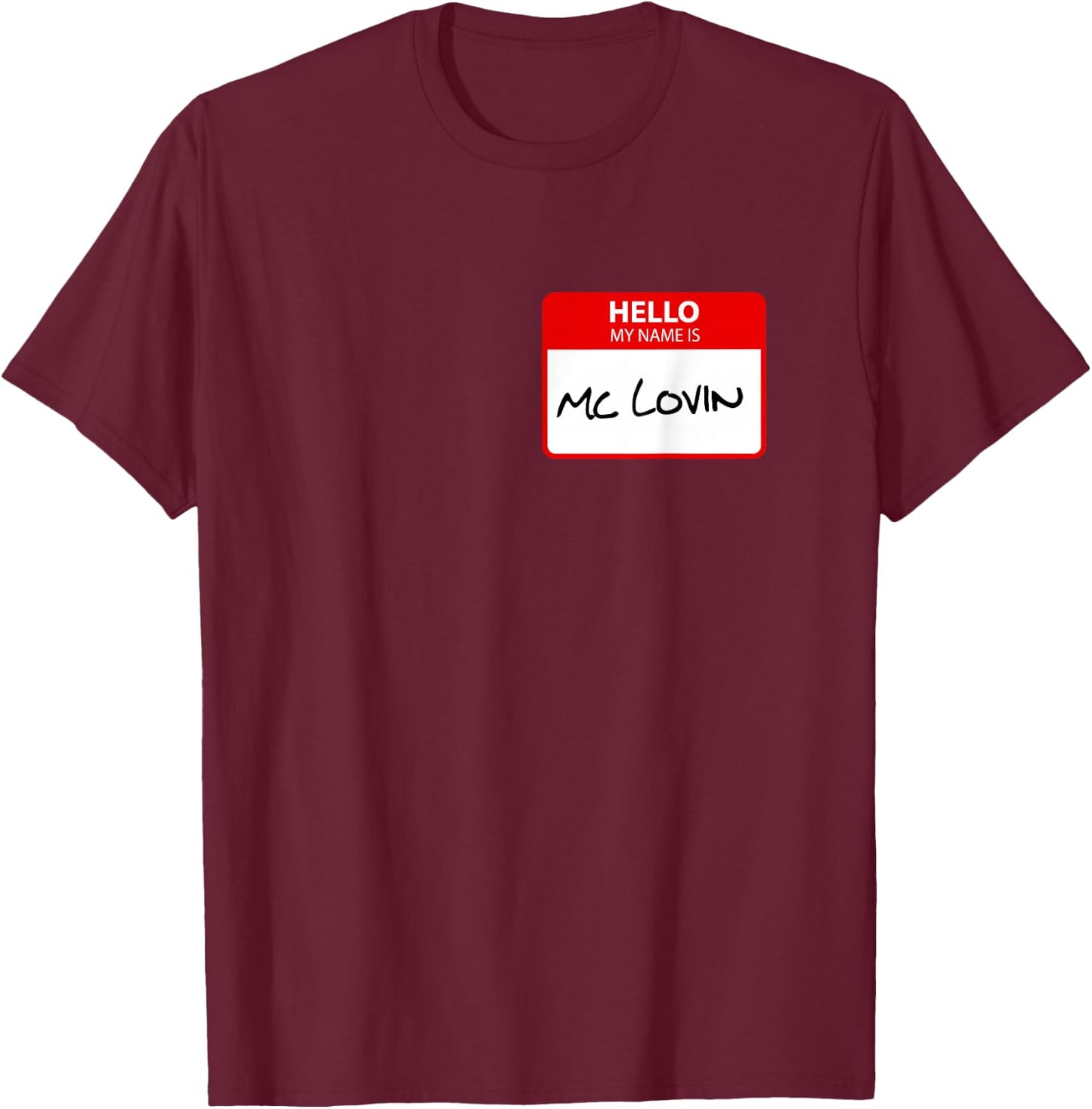 McLovin Name Tag T-Shirt - T-Shirt | Maroon
