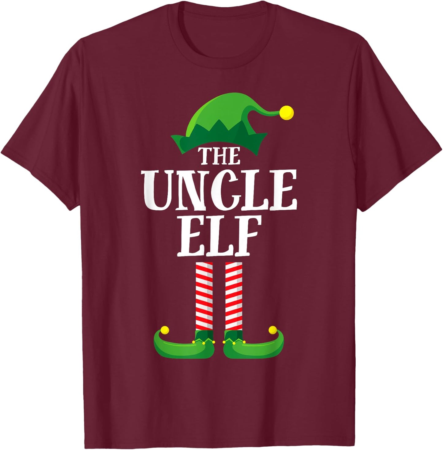 Uncle Elf Matching Family Group Christmas Party Pyjamas T-Shirt - T-Shirt | Maroon