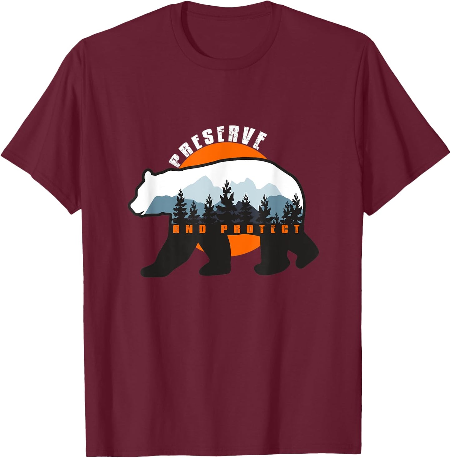 Preserve and Protect - Save our National Parks Black Bear T-Shirt - T-Shirt | Maroon
