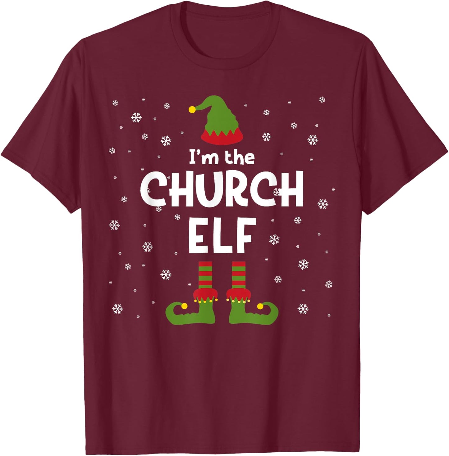 I'm The Church Elf Christian Pastor or Priest Christmas T-Shirt - T-Shirt | Maroon