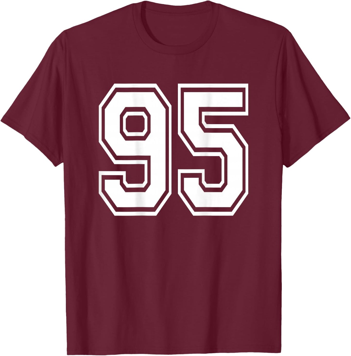 Number 95 Sports Player Number BACK Of Shirt Only T-Shirt - T-Shirt | Maroon