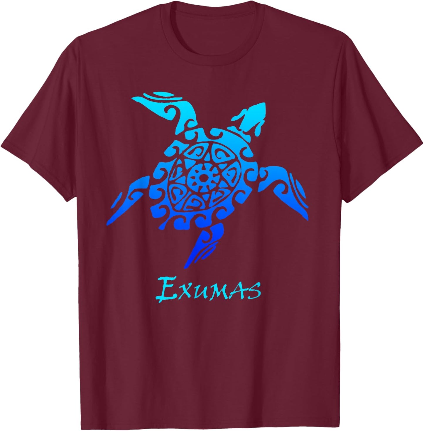 Exuma Bahamas Tribal Sea Turtle Tattoo Style Vacation T-Shirt - T-Shirt | Maroon