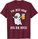 I'm Just Here For The Boos Funny Ghost Halloween T-Shirt - T-Shirt | Maroon