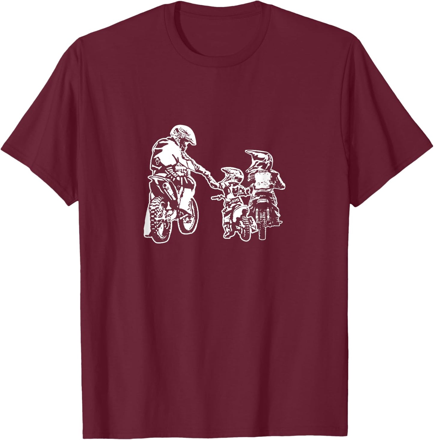 Dad And Sons Dirt Bike Racing Stunt Bike Motor Racing T-Shirt - T-Shirt | Maroon