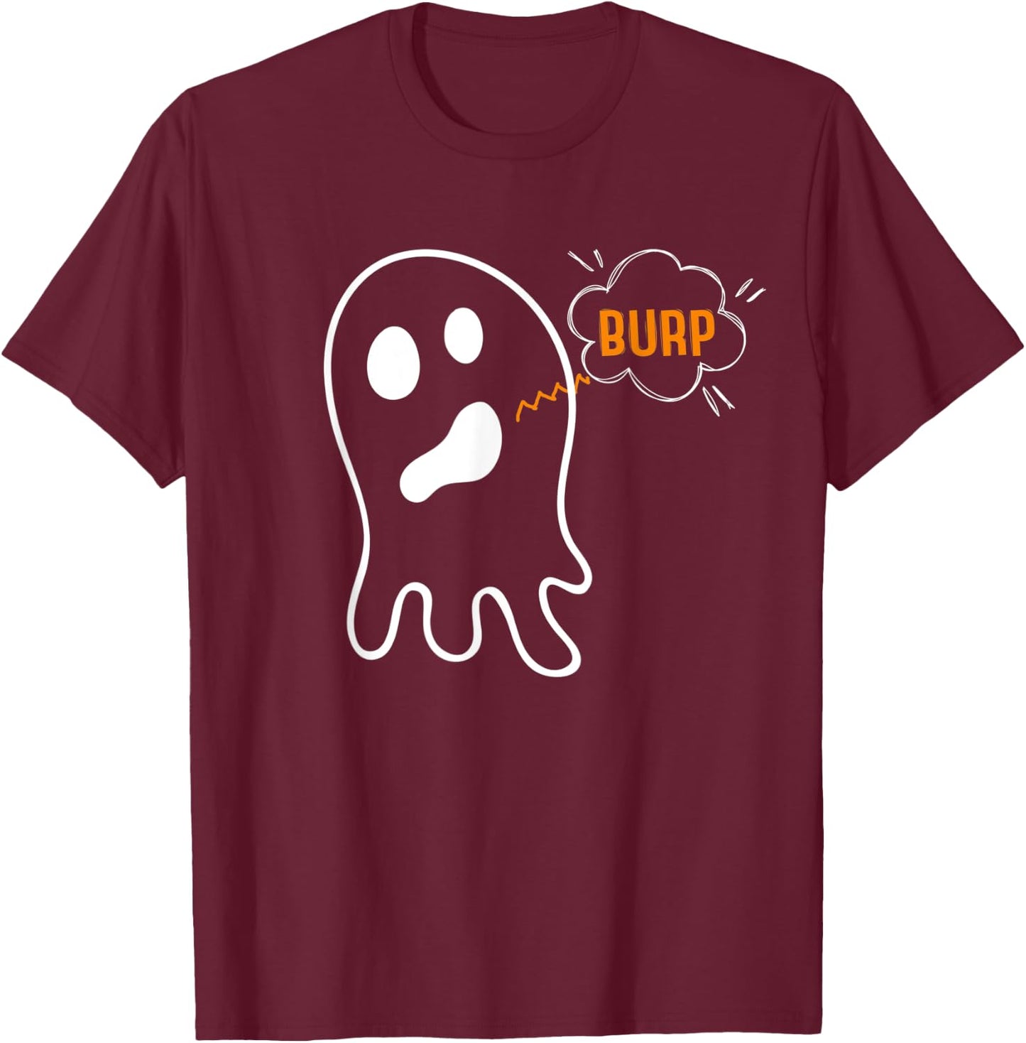 Burping Ghost Belch Burp Funny Halloween T-Shirt - T-Shirt | Maroon