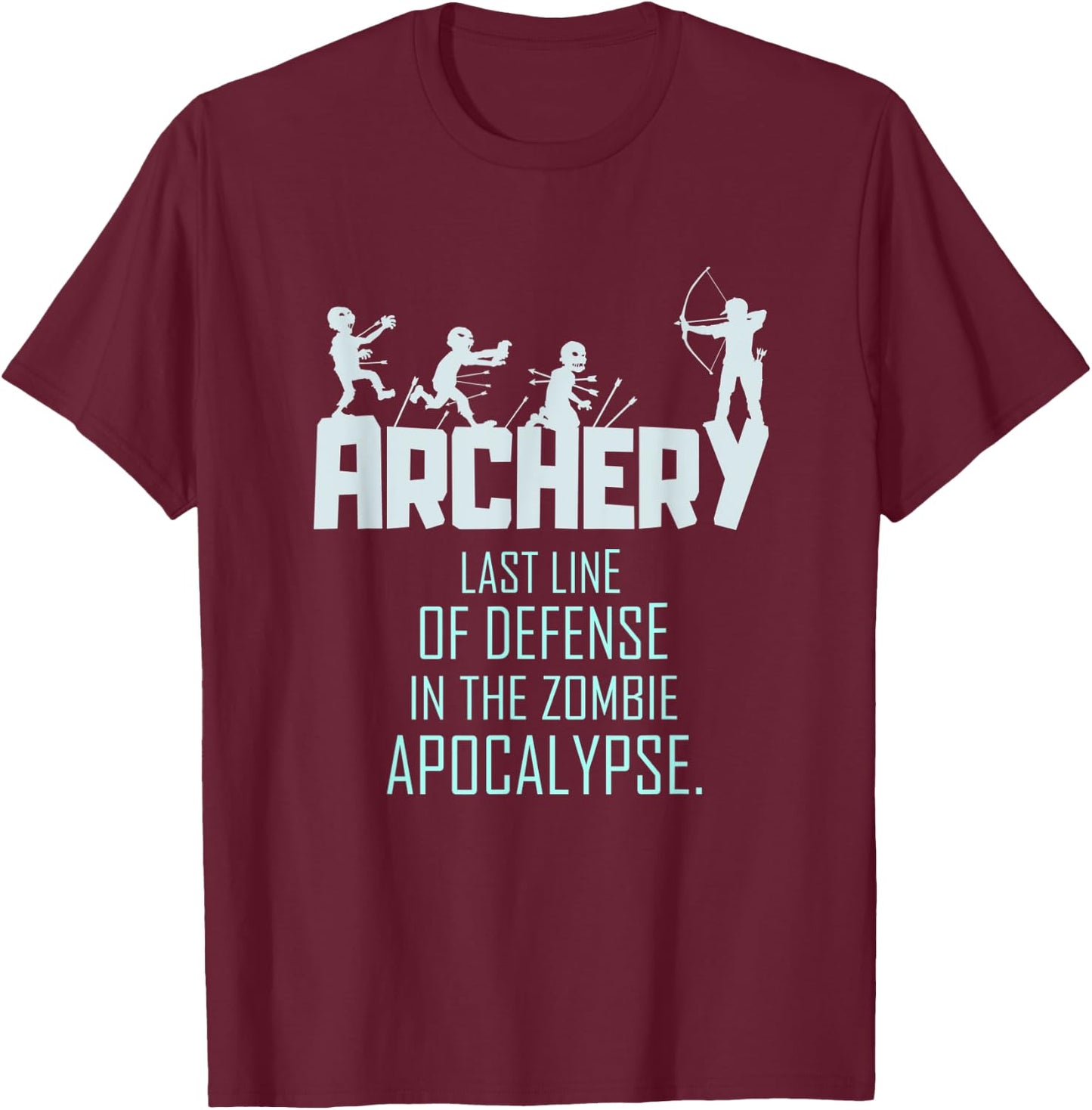 Funny Zombie Archery Gift Shirt Bow Archer T-Shirt - T-Shirt | Maroon