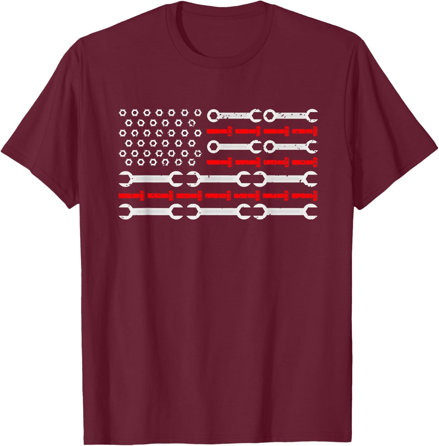 Nuts Bolts And Screwdrivers Auto Mechanic American Flag T-Shirt - T-Shirt | Maroon
