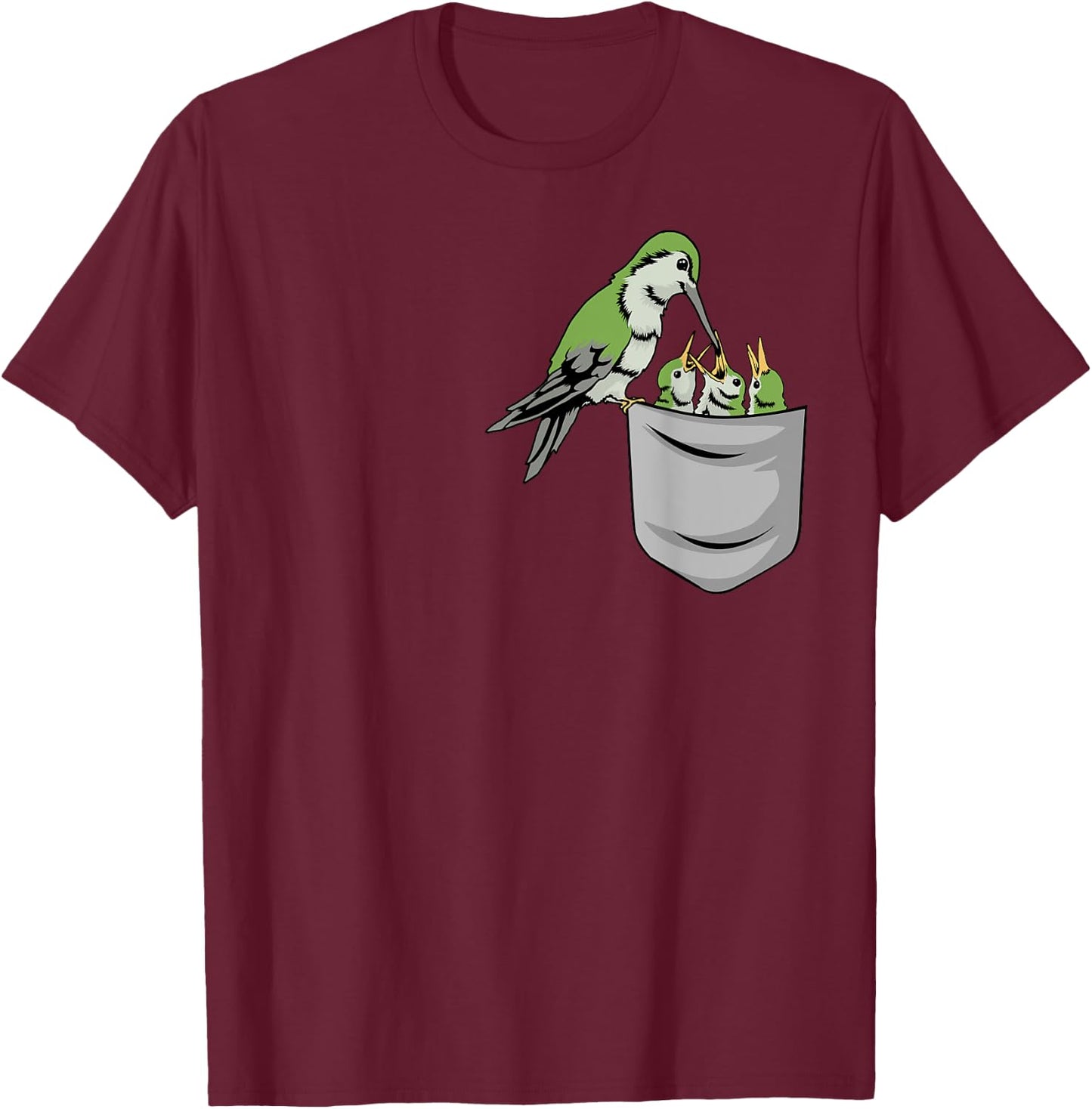 Hummingbird Pocket Bird Shirt Bird Swing Feeding Birb T-Shirt - T-Shirt | Maroon