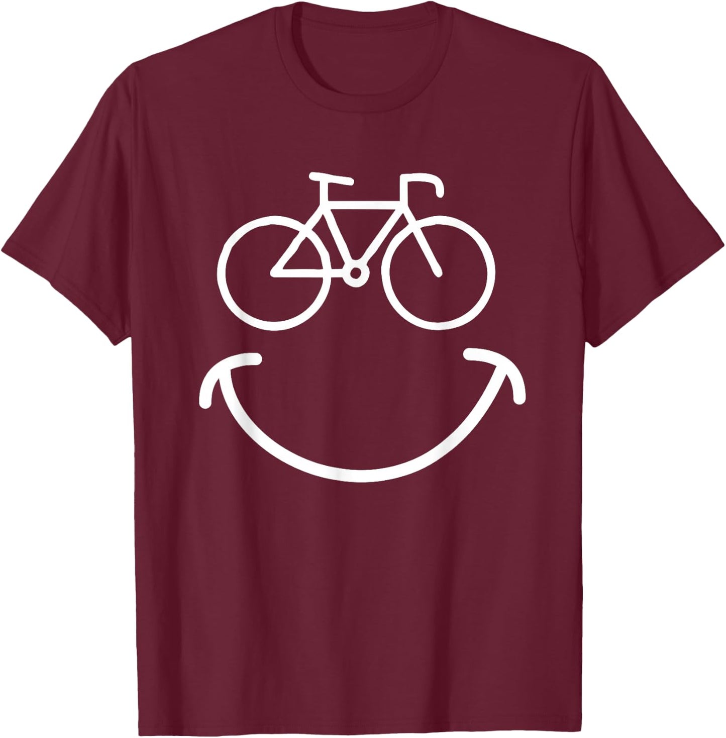 Happy Face Bike - Cycling And Cyclist T-Shirt - T-Shirt | Maroon