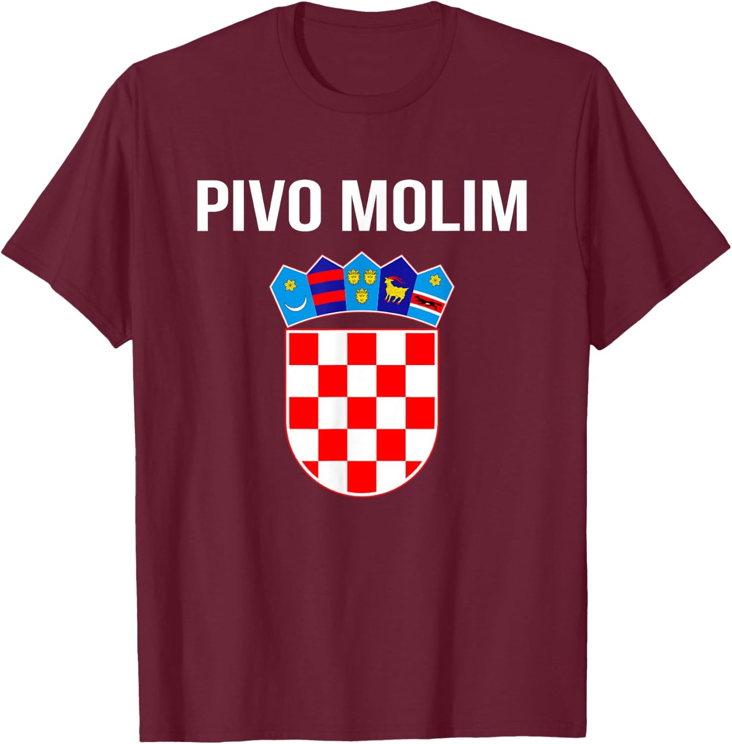 Beer Please In Croatian Shirt Hrvatska Croatia Souvenir Gift T-Shirt - T-Shirt | Maroon