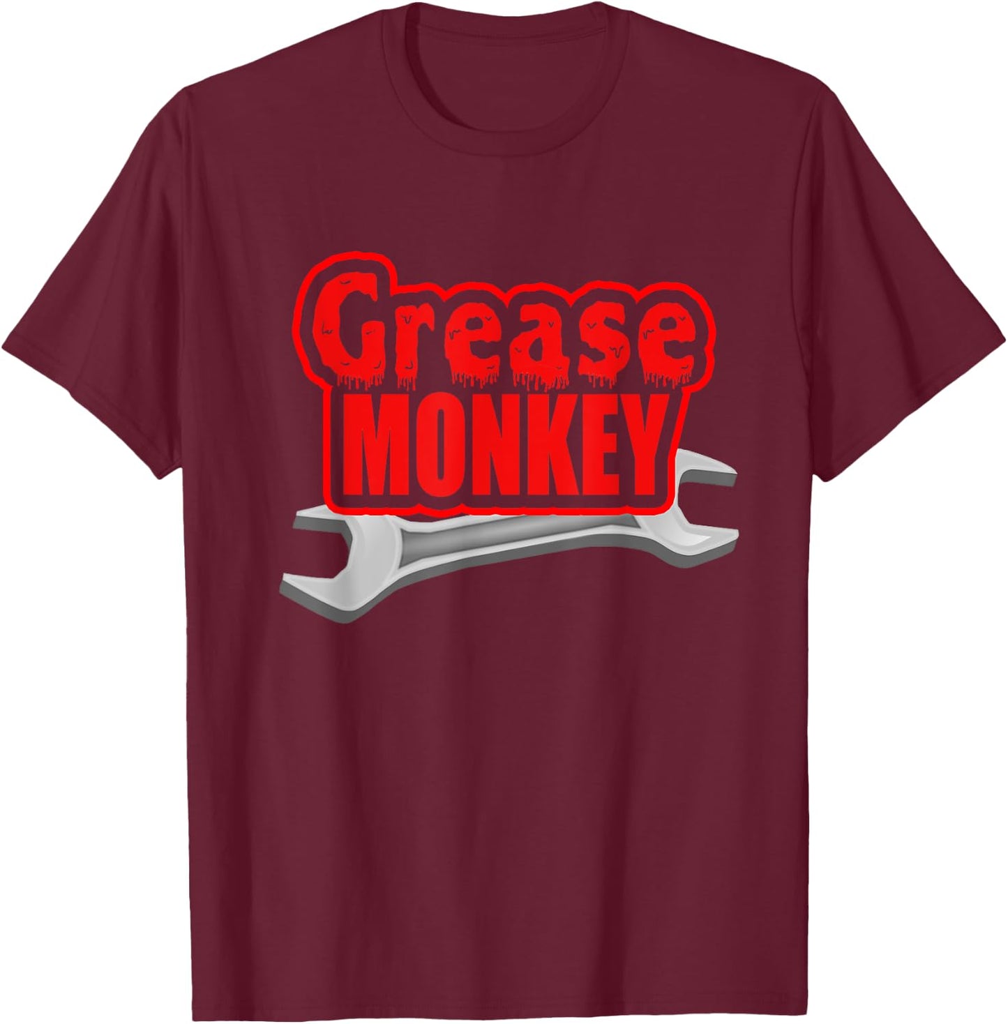 Grease Monkey Wrench Auto Mechanics T Shirt T-Shirt - T-Shirt | Maroon