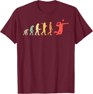 Retro Volleyball Evolution Gift Volleyball Players T-Shirt - T-Shirt | Maroon