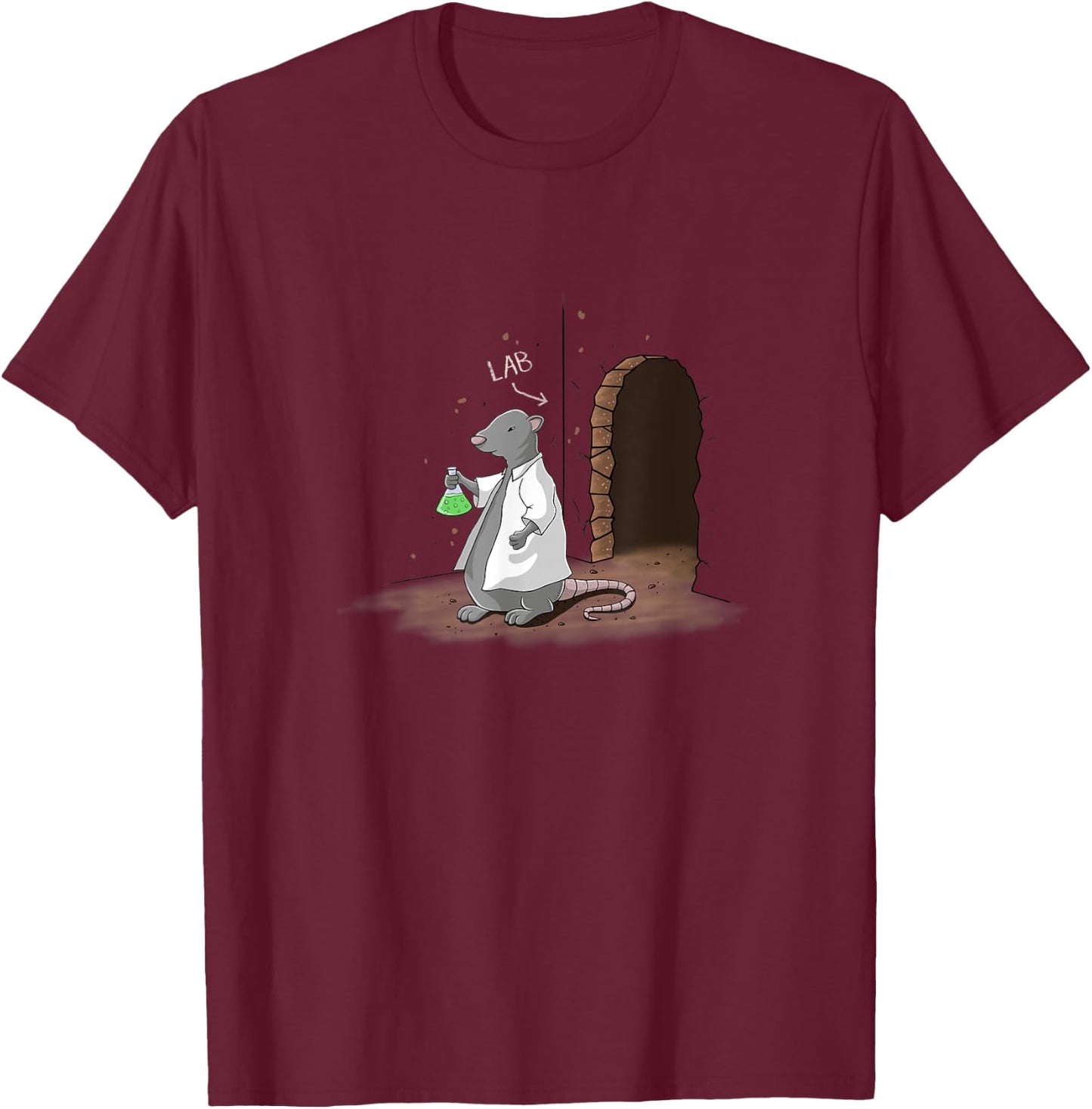 Lab Rat Science Novelty Graphic T-Shirt - T-Shirt | Maroon