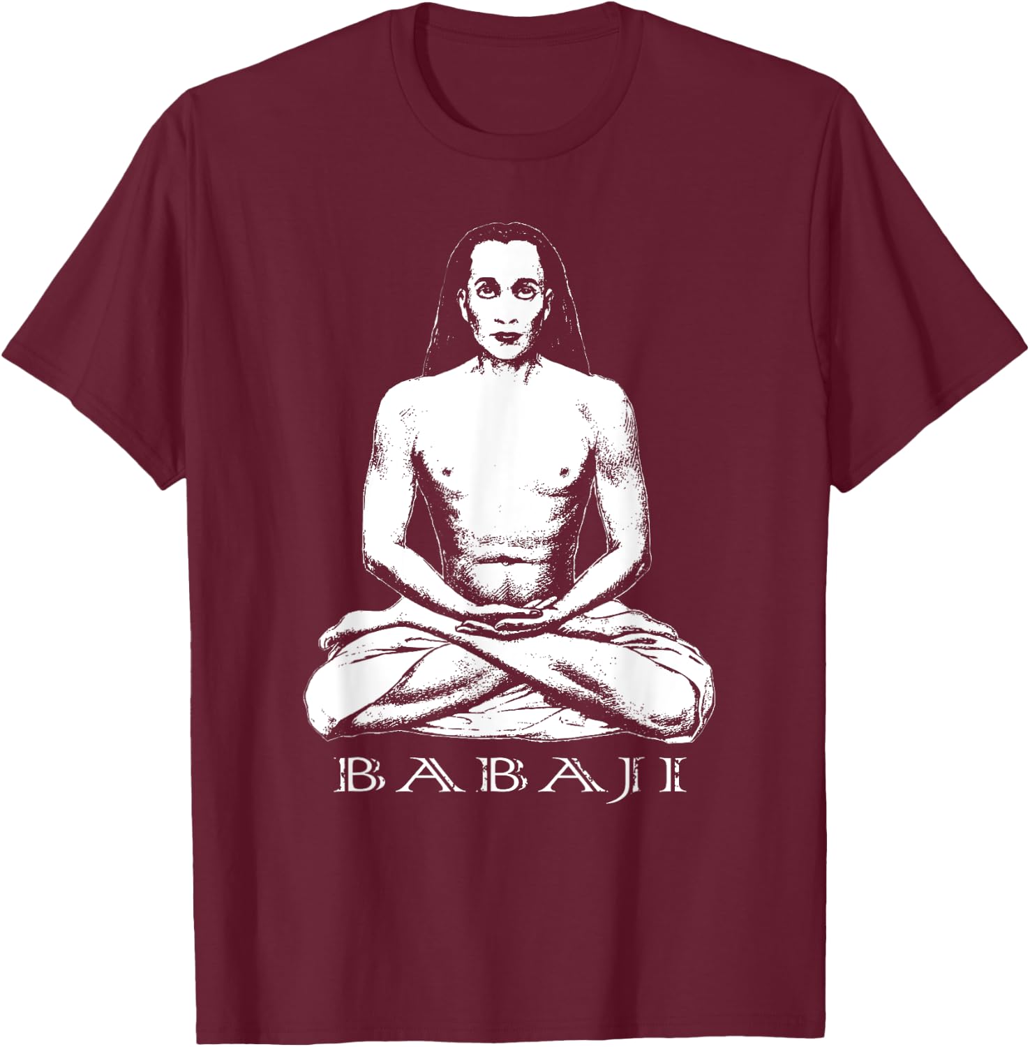 Mahavatar Babaji Guru Ascended Master Meditation T-Shirt - T-Shirt | Maroon