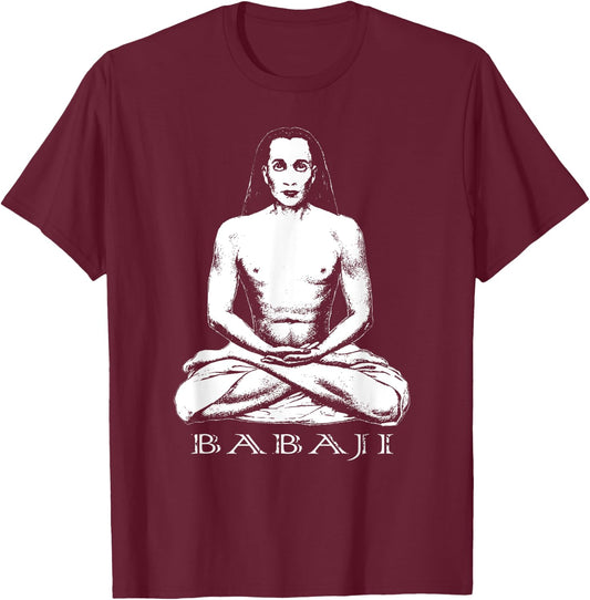 Mahavatar Babaji Guru Ascended Master Meditation T-Shirt - T-Shirt | Maroon