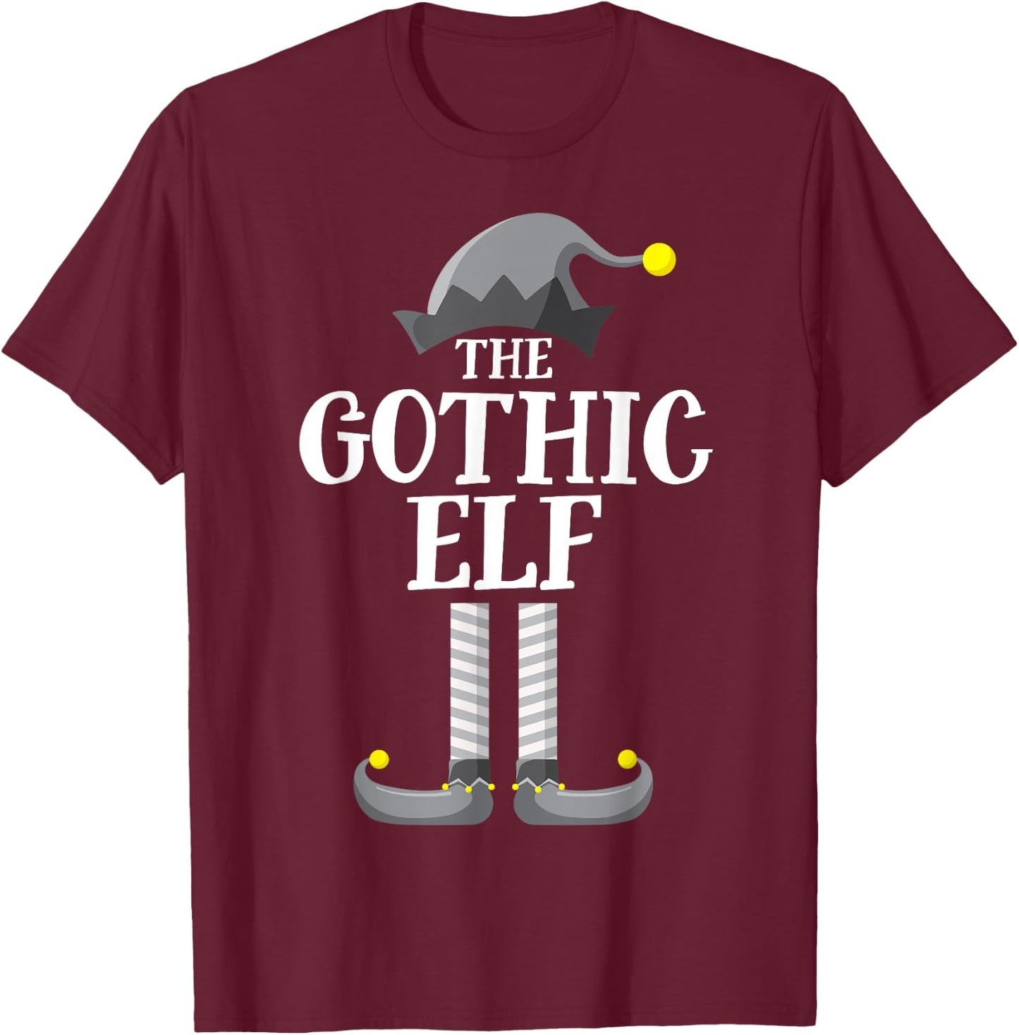 Gothic Black Elf Matching Family Group Christmas Party PJ T-Shirt - T-Shirt | Maroon