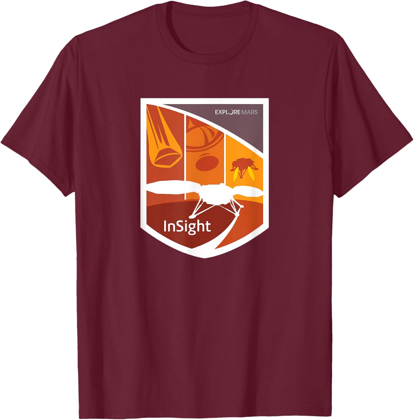 JPL Insight Mission Badge - NASA Space T-Shirt - T-Shirt | Maroon